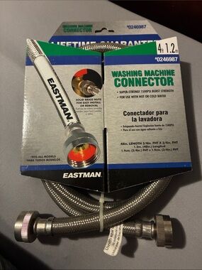 Eastman Silver Washing Machine Connector - 4 ft (1.2m)